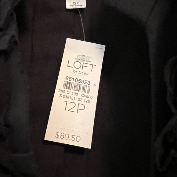NWT! Loft Jacket Ruffle Front  - Fully Lined - Black - Size 12P - Picture 6 of 6